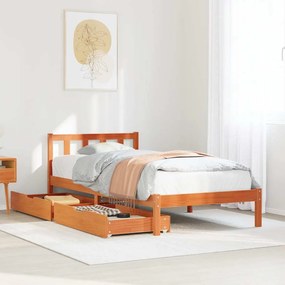 vidaXL Cama sem colchão 90x200 cm pinho maciço castanho-mel