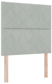 Cabeceira com design de blocos de diamante em veludo cinza claro