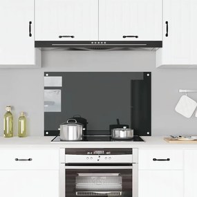 vidaXL Painel anti-salpicos de cozinha 100x60 cm vidro temperado preto