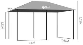 Outsunny Pégola de Jardim Pérgola de Exterior com Paredes Laterais Amo