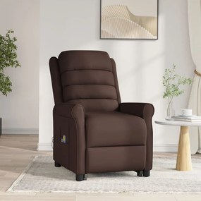 vidaXL Poltrona de massagens elevatória couro artificial castanho