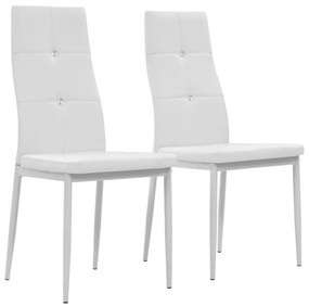 246189 vidaXL Cadeiras de jantar 2 pcs couro artificial branco