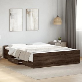 vidaXL Estrutura cama c/ gavetas derivados madeira carvalho castanho