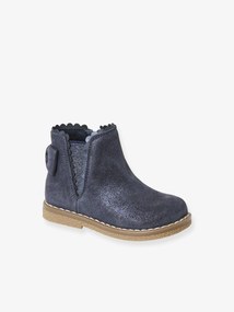 Agora -25% | Botas em pele, com elástico, para bebé menina marinho