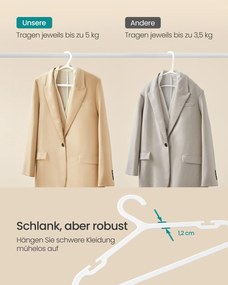 Conjunto de 50 cabides de plástico 41,7 x 21 cm branco