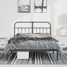 Estrutura de cama com cabeceira 135x190 cm metal preto