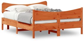 vidaXL Cama sem colchão 135x190 cm madeira pinho maciça castanho-mel