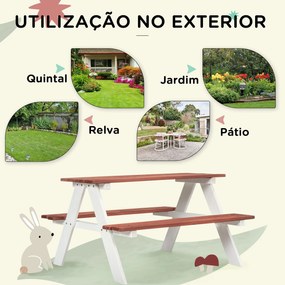 Conjunto de Mesa e 2 Bancos Infantil de Madeira Mesa de Piquenique par