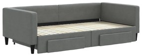 Sofá-cama c/ gavetão/gavetas 100x200 cm tecido cinzento-escuro