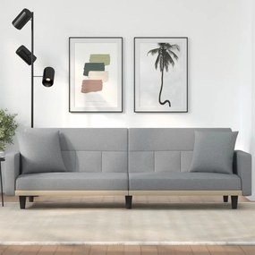 351875 vidaXL Sofá-cama com almofadões tecido cinzento-claro