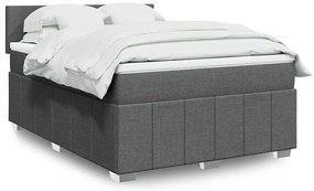 vidaXL Cama com molas/colchão 140x190 cm tecido cinzento-escuro