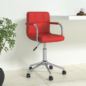 vidaXL Cadeira de escritório giratória couro artificial vermelho tinto