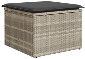 Conjunto de Sofá de 4 Peças com Almofadas Cinzento Claro Rattan Poliés