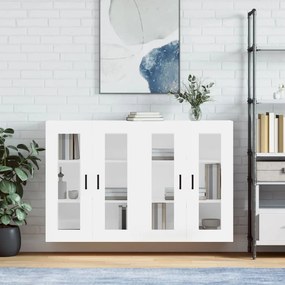 vidaXL Móveis de parede 2 pcs derivados de madeira branco brilhante