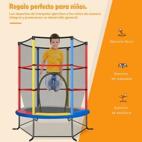 Trampolim para crianças 191 cm com rede de segurança e almofada para molas recreativas Estrutura em aço multicolorido