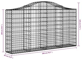 Cestos gabião arqueados 15 pcs 200x30x100/120 ferro galvanizado