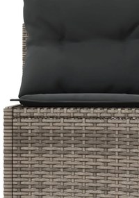 Sofá de jardim com almofadões semicircular vime PE cinzento
