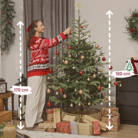 Árvore de Natal Artificial 180 cm com 772 Ramos Densos e Suporte Metálico Dobrável para Interior Verde