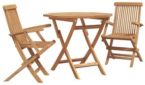 vidaXL Conjunto de Jantar para Jardim 3 pcs Castanho