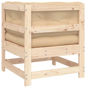 Sofá de canto com almofadões madeira de pinho maciça