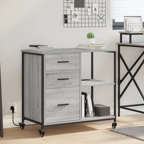 vidaXL Armário de Escritório com roda Sonoma cinzento 76 x 41 x 72 cm
