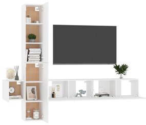Conjunto de 5 Móveis de Parede de TV Faial M - Branco - Design Moderno