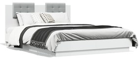 vidaXL Estrutura de cama c/ cabeceira e luzes LED 150x200 cm branco