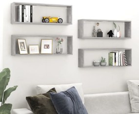 vidaXL Estantes parede cúbicas 4pcs derivados de madeira cinza cimento