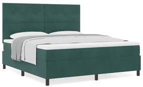 Cama Box Spring com Colchão Verde Escuro Super King de Veludo
