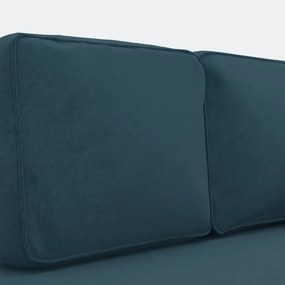 Chaise longue com almofadões e rolo veludo azul