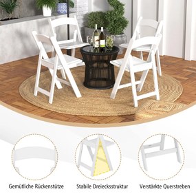 Pacote com 4 cadeiras dobráveis de metal com assento e encosto de plástico - Branco