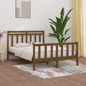 vidaXL Estrutura de cama 120x200 cm madeira pinho maciço castanho mel