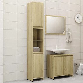 vidaXL 3 pcs conj. móveis casa de banho contrapl. cor carvalho sonoma