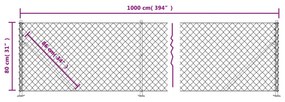 Cerca de arame com flange 0,8x10 m antracite