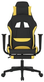 Cadeira de gaming com apoio para os pés tecido preto e amarelo