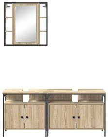 Conjunto de Armários para Banheiro 3 pcs Carvalho sonoma