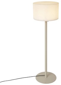 Candeeiro de Chão Exterior Escandinavo Bege com Abajur Branco IP44 - Mississippi Moderno