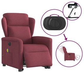 Poltrona elevatória de massagens elétrica tecido vermelho tinto
