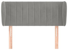 Cabeceira de cama c/ abas veludo 93x23x78/88 cm cinzento-claro