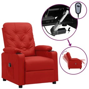 Poltrona reclinável elétrica couro artificial vermelho tinto
