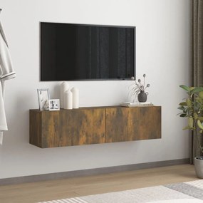 vidaXL Móvel parede TV 120x30x30 cm madeira processada carvalho fumado