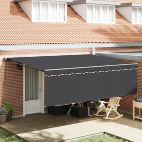vidaXL Toldo Retrátil Manual Antracite 450 × 300 cm tecido