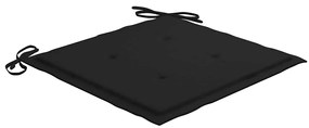 Cadeiras de jardim c/ almofadões pretos 8 pcs teca maciça