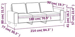 Sofá de 3 lugares tecido 180 cm cor creme