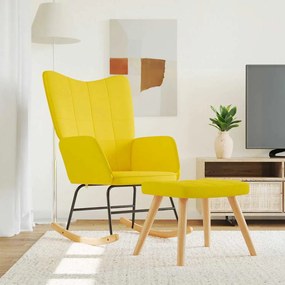 vidaXL Cadeira de baloiço com banco tecido amarelo mostarda
