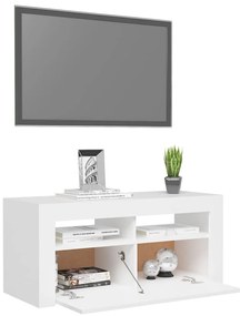 Móvel de TV com luzes LED 90x35x40 cm branco