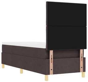 Cama Box Spring com Colchão Castanho Escuro 80x200 cm Tecido