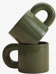 Pack De 2 Chávenas De Café 30 Cl Em New Bone China Rylvane Verde Azeitona Intenso - Sklum
