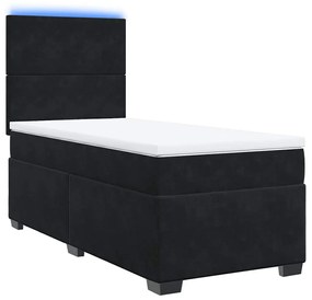 Cama com molas/colchão 80x200 cm veludo preto