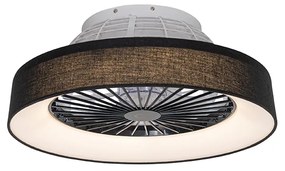 Ventilador de teto preto com LED com controle remoto - Emily Moderno